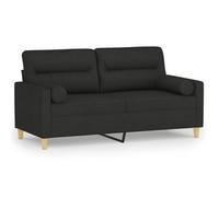 vidaXL Sofá 2 plazas con cojines, tela negro, 140 cm