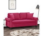 Sofá de 2 plazas con cojines terciopelo rojo tinto 140 cm