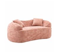 Sofá de 2 plazas - curvado con cojines y sin montaje, ideal para espacios pequeños - rosa