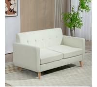 Sofá De 2 Plazas De Lino Sintético Homcom 138,5x70x75 Cm Crema