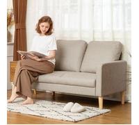 Sofá De 2 Plazas De Microfibra Homcom 130x78x85 Cm Crema