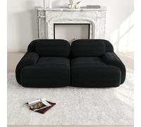 Sofá de 2 plazas de pana, sin marco, modular, color negro, reposabrazos | Loveseat Sofá tapizado sin montaje, espuma de alta densidad, para salón, dormitorio, cine en casa, cómodo