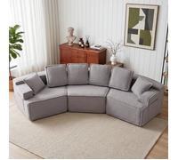 Sofá De 3 Plazas Cama De Piel Sintética Sherpa Comhoma Modular Con Bolsillo Sin Montaje - Gris