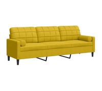 Vidaxl sofá de 3 plazas con cojines terciopelo amarillo 210 cm
