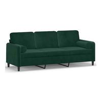 Sofá De 3 Plazas Con Cojines Terciopelo Verde Oscuro 180 Cm Vidaxl