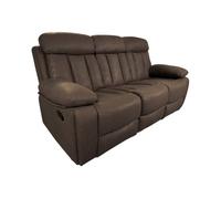 Sofá de 3 plazas con función relax, modelo dublin con reclinación manual de respaldo y resposapiés en 2 asientos laterales, choco
