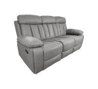 Sofá de 3 plazas con función relax, modelo dublin con reclinación manual de respaldo y resposapiés en 2 asientos laterales, gris marengo