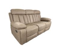 Sofá de 3 plazas con función relax, modelo dublin con reclinación manual de respaldo y resposapiés en 2 asientos laterales, beige