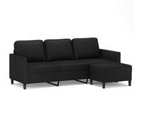 Vidaxl sofá de 3 plazas con taburete cuero sintético negro 180 cm