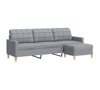 vidaXL Sofá de 3 plazas con taburete tela gris claro 210 cm