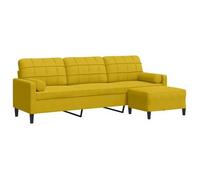 vidaXL Sofá de 3 plazas con taburete tapizado en terciopelo amarillo 210 cm