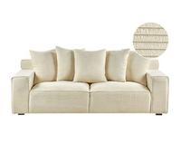 Sofá De 3 Plazas De Pana Cómodo Moderno Retro Sala De Estar Beige Viskan