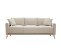 Sofá de 3 plazas en tejido beige y madera clara MUNIK