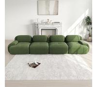 Sofá de 4 plazas de pana suave, sofá modular sin marco con acolchado 32D de alta elasticidad, reposabrazos ergonómicos, envasado al vacío sin montaje, sofá para salón, oficina, dormitorio, verde