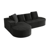 Sofá de compresión sin montaje, sofá modular de esquina en L Cloud con asiento profundo y otomana redonda, funda de terciopelo de cordón, relleno de espuma de alta densidad, 4 cojines de respaldo