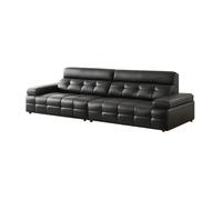 Sofá de Cuero Negro de Estilo Italiano Simple de Lujo, Marco de Madera Maciza, sofá Suave y Espacioso, tamaño Grande Moderno, Adecuado para Sala de Estar, Oficina o apartamento.