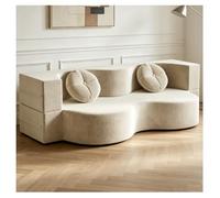 Sofá De Dos Plazas Comprimido | Sofá Sin Armazón | Cama Convertible | Sin Montaje(Blanco,150CM)
