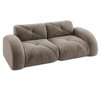 Sofá de dos plazas, tapizado en tela de chenilla color beige, diseño moderno y articulado, sin necesidad de montaje