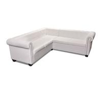 Sofá De Esquina Chesterfield 5 Plazas Cuero Artificial Blanco 205 X 205 X 73 Cm Vidaxl