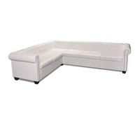 Sofá De Esquina Chesterfield 6 Plazas Cuero Artificial Blanco Vidaxl