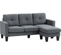 Sofá de esquina HOMCOM con chaise longue reversible, diseño en forma de L y apariencia de lino