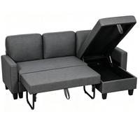 Sofá de esquina HOMCOM con función de cama, en forma de L, con capacidad para 3 personas y caja de almacenamiento para ropa de cama