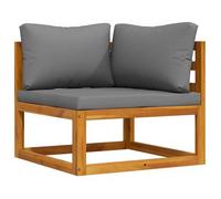 Vidaxl Sofá de Esquina Seccional y Cojín Madera de Acacia Gris Oscuro Crema Conjunto Terraza Muebles Jardín Exterior Dark gray