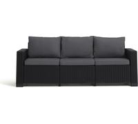 Sofá de exterior Keter California, para tres personas, color grafito/gris claro, incluye cojines para el asiento y el respaldo