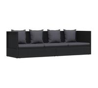 Sofá De Jardín Con Cojines Y Almohadas Ratán Sintético Negro Vidaxl