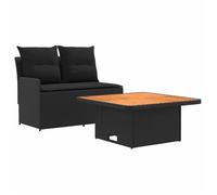 Sofá De Jardín Con Reposabrazos Y Mesa Elevable 2 Pieza Negro Vidaxl