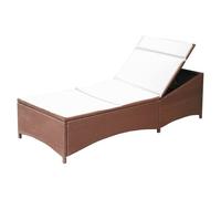 Sofá De Jardín De Polirratán Braun Con Cojín Beige Nuevo