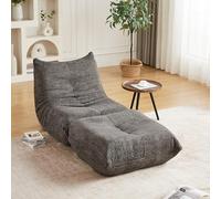 Sofá de Oruga de Chenilla con Reposapiés, Sillón de Suelo, Gris, 2 Piezas