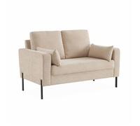 Sofá De Pana Con Patas De Metal, 2 Plazas, Beige