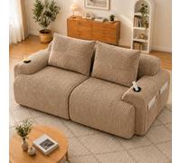 Sofá de pana modular de 2 plazas, 200 x 99 x 80 cm, color caqui, soporte | Sofá de pana tapizado con espuma confort, 200 cm de ancho, envasado al vacío, para salón, habitación familiar, oficina