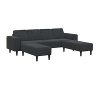 Sofá De Sala 3 Pcs Negro 250 X 188 X 76 Cm Vidaxl