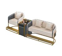 Sofá de sala de billar con reposapiés de metal, sillas tapizadas de piel sintética y mesa auxiliar para sala de juegos, asiento de diseño moderno para entretenimiento