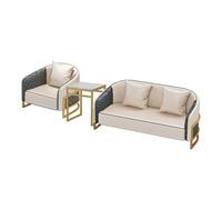 Sofá de sala de billar con reposapiés de metal, sillas tapizadas de piel sintética y mesa auxiliar para sala de juegos, asiento de diseño moderno para entretenimiento