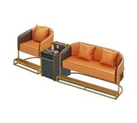 Sofá de sala de billar con reposapiés de metal, sillas tapizadas de piel sintética y mesa auxiliar para sala de juegos, asiento de diseño moderno para entretenimiento