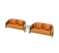 Sofá de sala de billar con reposapiés de metal, sillas tapizadas de piel sintética y mesa auxiliar para sala de juegos, asiento de diseño moderno para entretenimiento