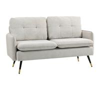 Sofá de Salón de 2 Plazas Moderno con 4 Cojines Reposabrazos y Patas de Acero Carga 240 kg 139x68x80 cm Crema BLANCO