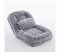 Sofá de suelo tipo cama humana - 5 posiciones ajustables, para gaming, meditación y relajación, tejido de felpa - gris claro