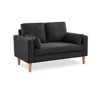 sweeek-Sofá de Tela con Patas de Madera, 2 plazas Gris Oscuro - 130x79x69 cm