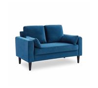 Sofá de terciopelo de 2 plazas azul - 130x79x69 cm