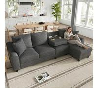 Sofá en Forma de L con Chenilla, Salón Moderno, Gris, 280x136x82 cm