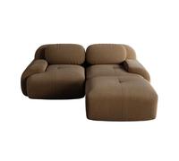 Sofá esquinero 2 plazas - modular, sin montaje, acolchado espuma, brazos curvos - marrón