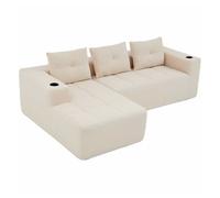Sofá esquinero 255 cm - clásico, minimalista y cómodo, 3 asientos - beige