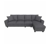 Sofá esquinero 280x136x82 cm - modular de chenilla con chaise longue, almacenaje y respaldo reclinable con portavasos, 4 plazas - gris