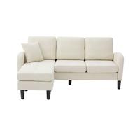 Sofá esquinero 3 plazas 166x118x77 cm - chaiselongue, algodón-lino, modular - beige