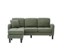 Sofá esquinero 3 plazas 166x118x77 cm - chaiselongue modular, tela de cordón - verde