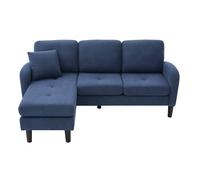Sofá esquinero 3 plazas 166x118x77 cm - chaiselongue modular, tela de pana - azul